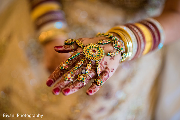 Indian bride showing her jewelry
