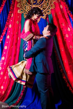 Indian bride and groom having a romantic moment Indian bride and groom having a romantic moment