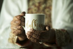 Sweet indian bride showing her amazing coffe cup Sweet indian bride showing her amazing coffe cup