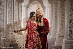 Cute indian bride and groom's first look capture. Cute indian bride and groom's first look capture.
