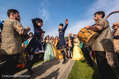 Dancers during the baraat Dancers during the baraat