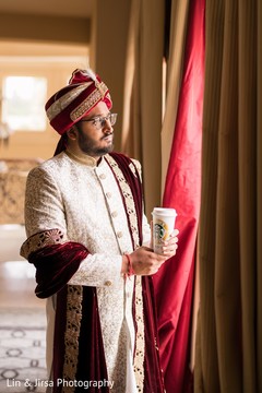 Charming Indian groom on his ceremony sherwani. Charming Indian groom on his ceremony sherwani.