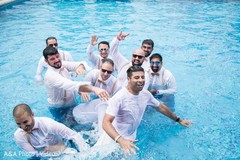 Funny capture of groom and groomsmen in the pool Funny capture of groom and groomsmen in the pool