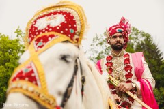 Elegant Indian groom riding baraat white horse. Elegant Indian groom riding baraat white horse.