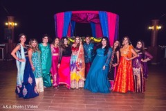 Colorful Indian couple and bridesmaid outfits. Colorful Indian couple and bridesmaid outfits.