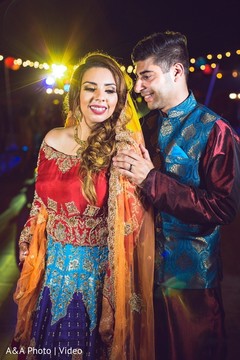 Colorful attire displayed by our couple. Colorful attire displayed by our couple.