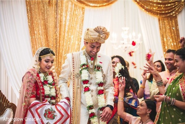 Joyful Indian couple at their wedding ceremony rituals. | Photo 244593