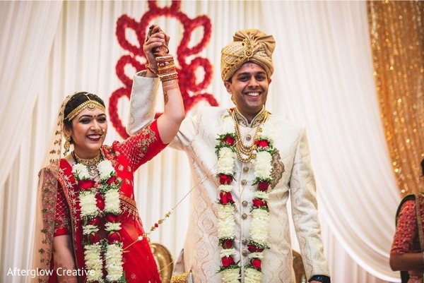 Joyful Indian couple just married capture.