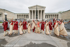 Joyful indian bride and groom with bridesmaids and groomsmen capture Joyful indian bride and groom with bridesmaids and groomsmen capture