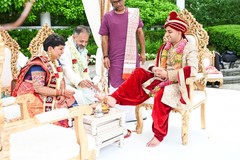 Welcoming of the groom to the mandap. Welcoming of the groom to the mandap.