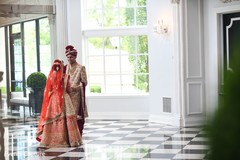 Heartwarming Indian bride and groom's first look. Heartwarming Indian bride and groom's first look.