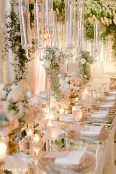 Indian wedding reception table set up. Indian wedding reception table set up.