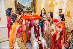 Indian groom with bridesmaids ceremony. Indian groom with bridesmaids ceremony.