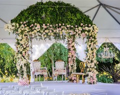 Marvelous stage decoration with flowers. Marvelous stage decoration with flowers.