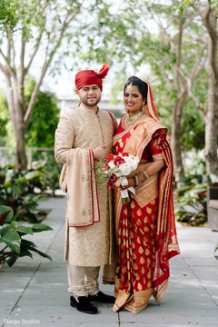 Lovely couple in their wedding ceremony outfit. Lovely couple in their wedding ceremony outfit.