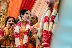 Radiant Indian bride with her groom. Radiant Indian bride with her groom.
