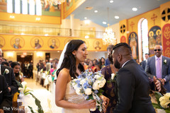 Indian bride and groom meeting at the aisle. Indian bride and groom meeting at the aisle.