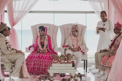See this romantic Indian bride and groom at ceremony. See this romantic Indian bride and groom at ceremony.