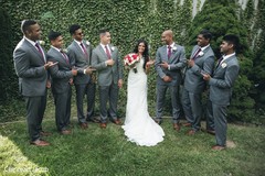 Cute Indian bride with the groomsmen. Cute Indian bride with the groomsmen.