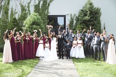 Cheerful Indian couple with groomsmen and bridesmaids. Cheerful Indian couple with groomsmen and bridesmaids.