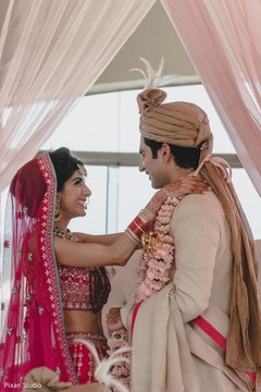 Enchanting Indian couple first look capture. Enchanting Indian couple first look capture.