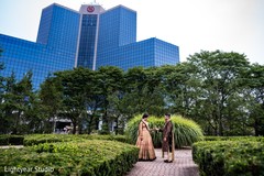 Indian groom and bride outdoors. Indian groom and bride outdoors.