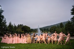 Lovely capture of the newlyweds with special guests. Lovely capture of the newlyweds with special guests.