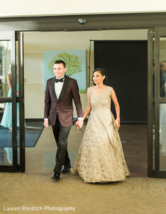 Indian lovebirds grand entrance to wedding reception. Indian lovebirds grand entrance to wedding reception.