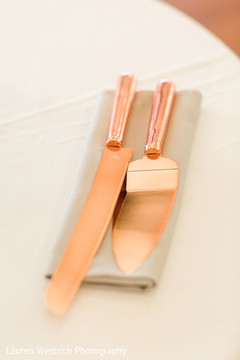 Elegant Indian wedding reception Rose Gold Cake Cutting Set. Elegant Indian wedding reception Rose Gold Cake Cutting Set.