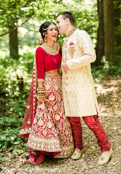 Heartwarming Indian bride and groom's first look. Heartwarming Indian bride and groom's first look.