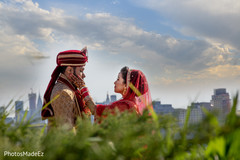 Indian bride and groom romantic first glance. Indian bride and groom romantic first glance.