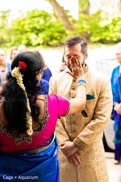 Traditional indian groom's milni ritual. Traditional indian groom's milni ritual.