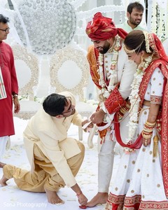 Indian couple at the Saptapadi ritual. Indian couple at the Saptapadi ritual.