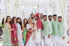 Enchanted capture of Indian lovebirds with groomsmen and bridesmaids. Enchanted capture of Indian lovebirds with groomsmen and bridesmaids.