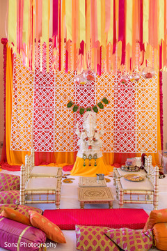 Incredible Indian pre-wedding altar decoration. Incredible Indian pre-wedding altar decoration.