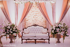 Dreamy stage set up with flowers and drapes. Dreamy stage set up with flowers and drapes.