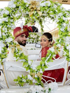 Lovely capture of bride and groom at their wedding carriage. Lovely capture of bride and groom at their wedding carriage.
