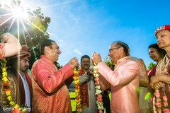 Indian family exchanging garlands. Indian family exchanging garlands.