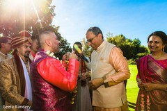 Baraat ceremony exchanging garlands. Baraat ceremony exchanging garlands.