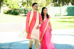 Groomsman and bridesmaid arriving to the ceremony. Groomsman and bridesmaid arriving to the ceremony.