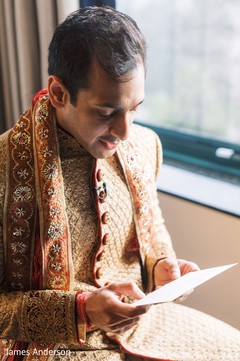 Indian groom reading maharanis letter. Indian groom reading maharanis letter.