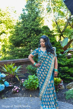 Bride posing with saree. Bride posing with saree.