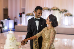 Lovely Indian couple cutting the wedding cake. Lovely Indian couple cutting the wedding cake.