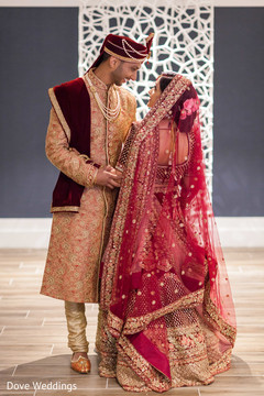 Enchanting Indian couple with their wedding attires. Enchanting Indian couple with their wedding attires.