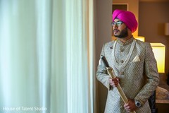 Impressive Indian groom on his ceremony outfit. Impressive Indian groom on his ceremony outfit.