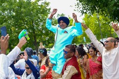 Indian relatives celebrating baraat. Indian relatives celebrating baraat.