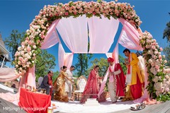 Floral arrangement of the mandap. Floral arrangement of the mandap.