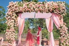 Breathtaking flower decorated altar. Breathtaking flower decorated altar.