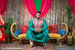 Indian groom posing at sangeet stage. Indian groom posing at sangeet stage.