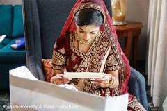 Indian bride reading grooms letter. Indian bride reading grooms letter.